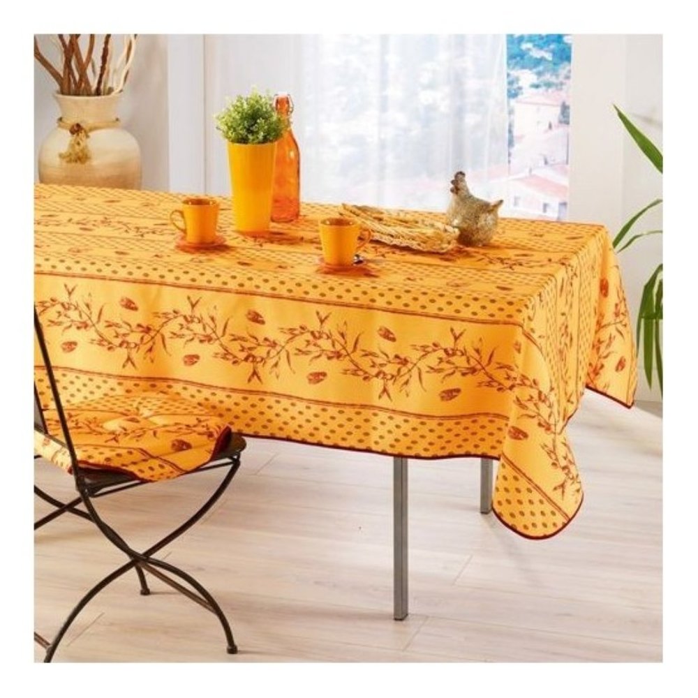 60x96" RECTANGLE CICADAS OLIVE YELLOW TABLECLOTH